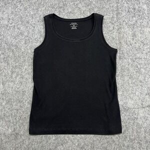 Chicos Shirt Womens 2 Black The Ultimate Tee Tank Top Ribbed Stretch Cotton